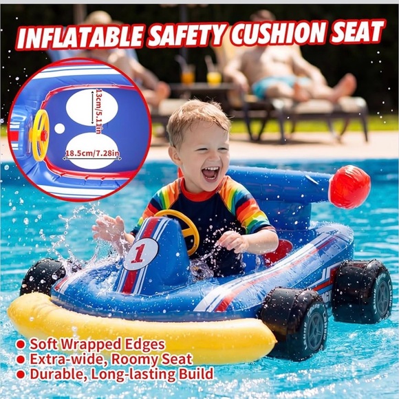 BNIB Inflatable Blue and Yellow Racing Car for Pool - Picture 3 of 7